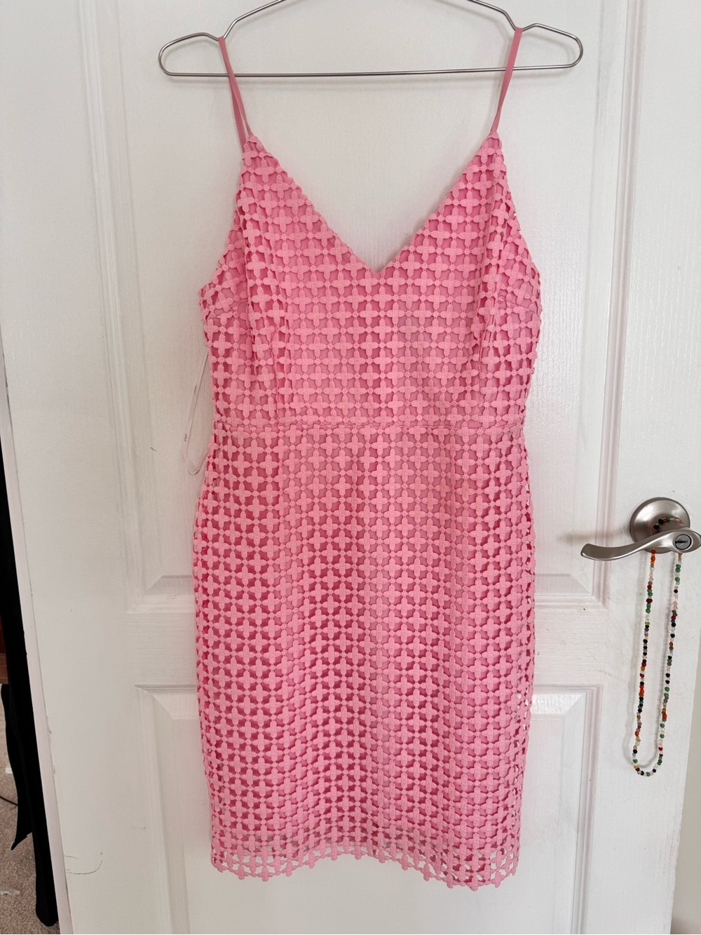 Lulu's Pink Lace V-Neck Mini Dress
